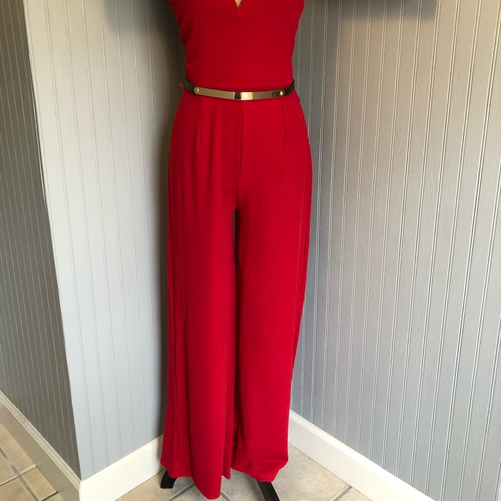 ❤️HOST PICK🖤Adeline Cherry Belted Jumpsuit - Picture 3 of 8